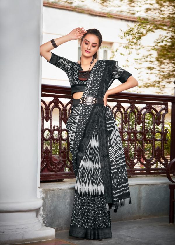 Shvetambar Black Patola Fancy Linen Silk Saree Collection